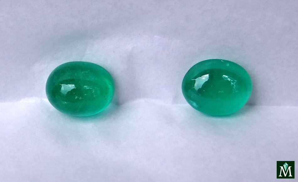Pair of cabochon emeralds